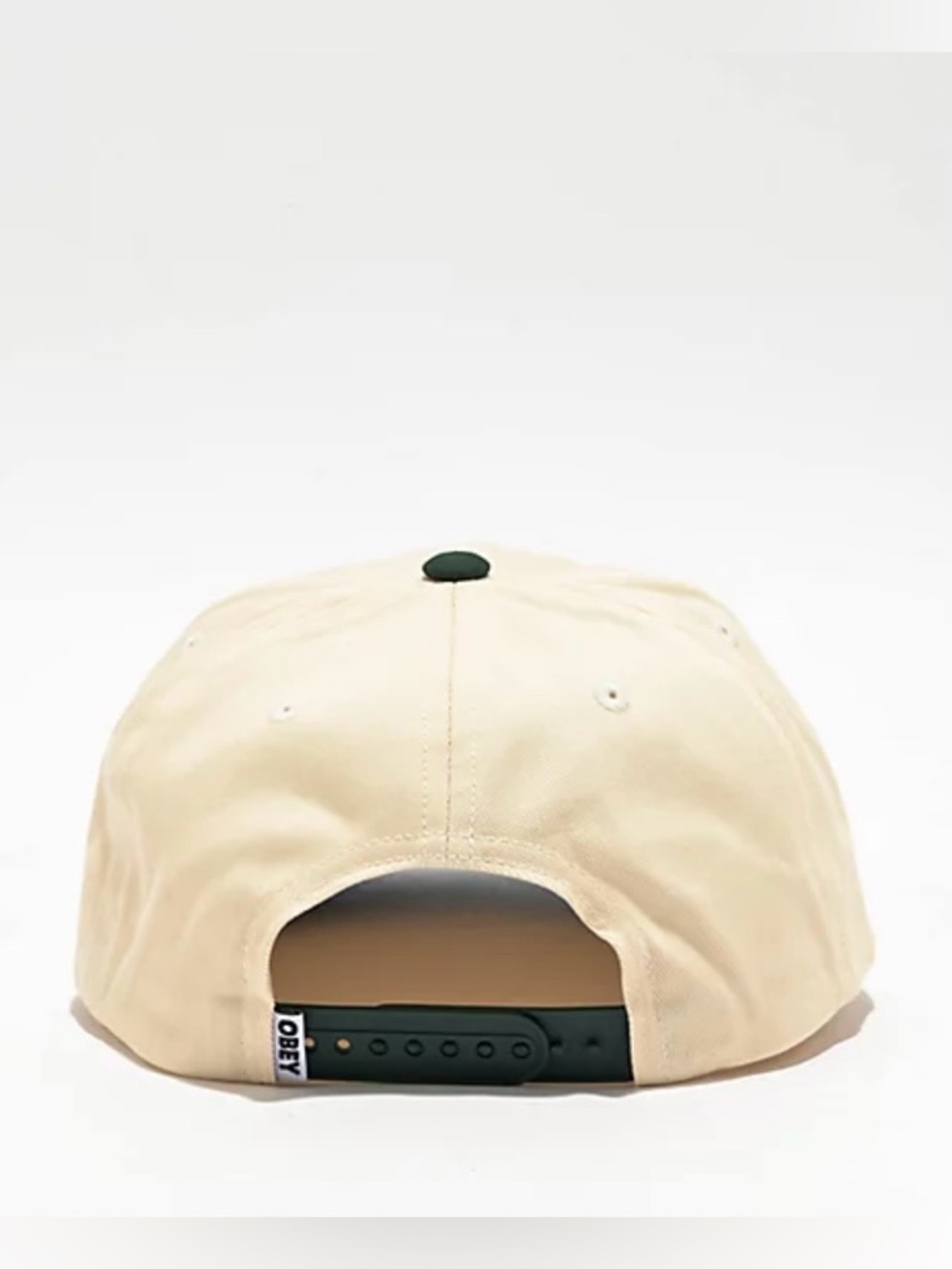 Obey Cream Snapback Hat with Dark Green Trim - Picture 3 of 3